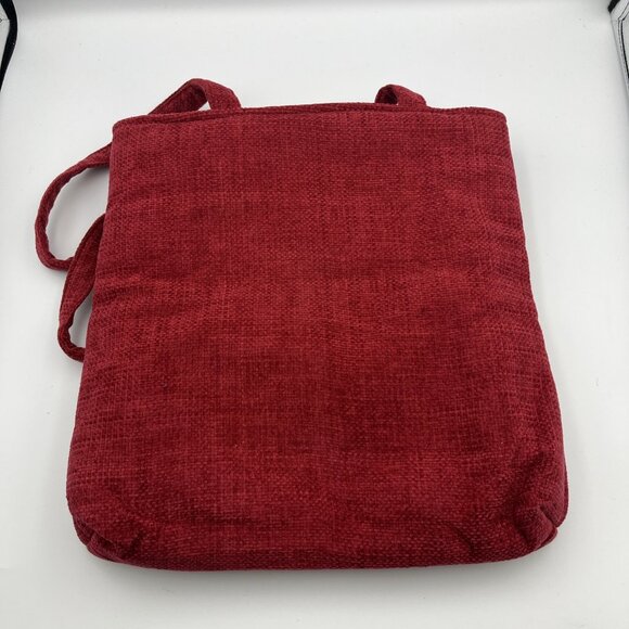 Woven Christmas Holiday Snowmen 3D Stitched Red Shoulder Handbag Bird Mailbox - Picture 4 of 10